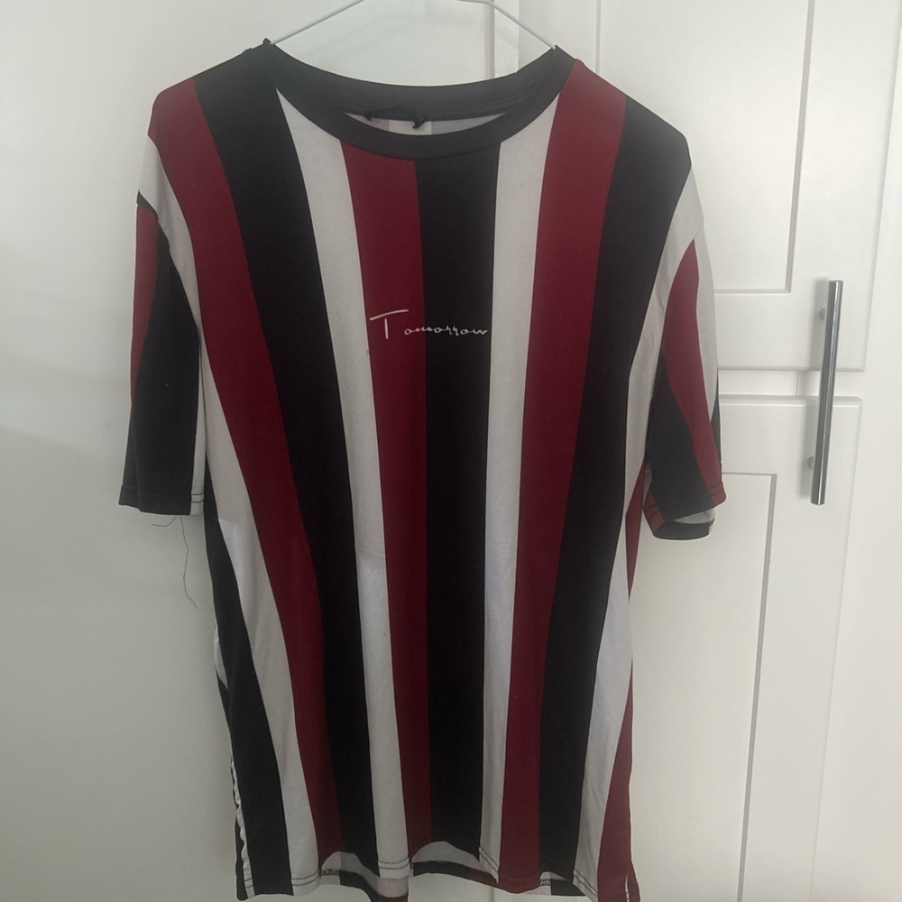 SHEIN Red and Black Striped Top
